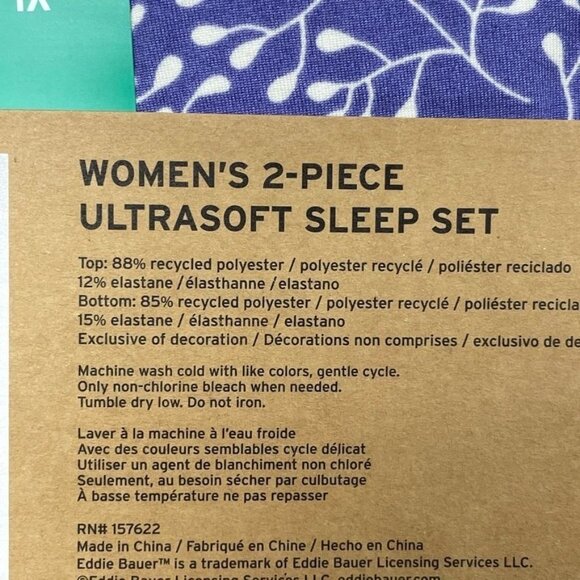 Eddie Bauer Womens 2-Piece Ultrasoft Sleep Set Purple XL d0586 - Picture 6 of 8
